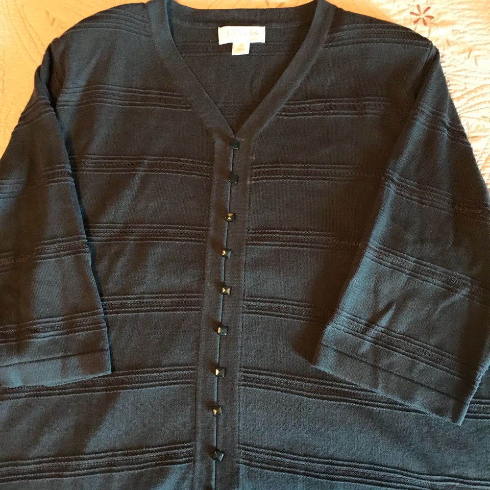 CJ Banks 3/4 dark green sleeve sweater.